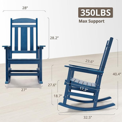 LUE BONA Outdoor Rocking Chairs Set of 4, Weather Resistant HDPS Poly Rocker - Image 2
