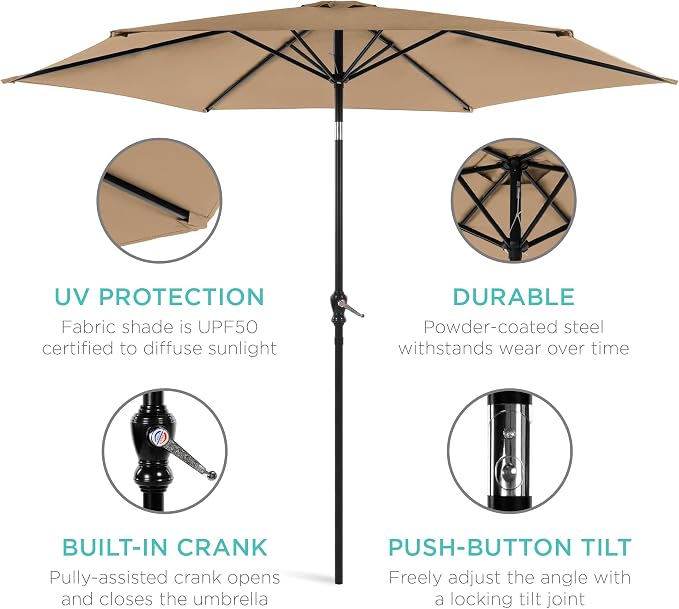 Best Choice Products 10ft Outdoor Patio Umbrella, Outdoor Table Umbrella - Image 5