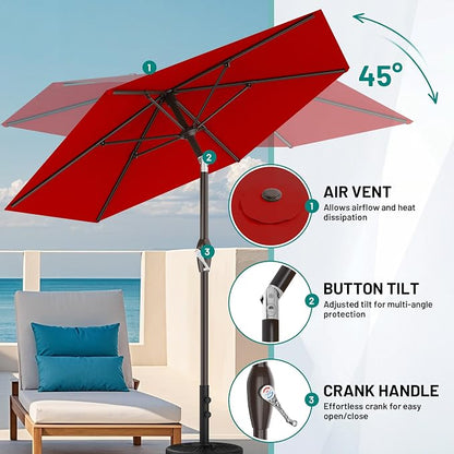 7.5FT Patio Umbrella Table Market Umbrella w/Tilt and Crank Heavy-Duty Round - Image 5