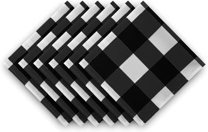 Buffalo Plaid Table Napkins Set of 100 Checkered Cloth Napkins 17x17 inch Washable Dinner Gingham Pattern Napkins Soft Napkins for Wedding Party Dining Banquet(Black and White)