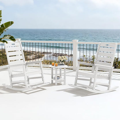 SERWALL Outdoor Rocking Chair Set of 4, Oversized HDPE Rocker, all Weather - Image 10