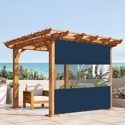 Covers & All Outdoor Clear Panel Curtain, 12 oz Vinyl Outdoor Curtains for Patio, Weather Resistant Waterproof Tarp with Brass Grommets for Pergola, Porch, Gazebos, Balcony (7'H x 8'W Feet, Blue)