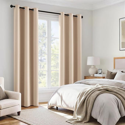 MIULEE Beige 100% Blackout Curtains - Image 6