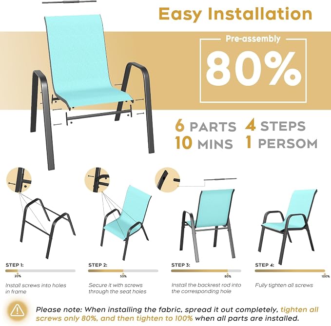 Patio Dining Chairs Set of 8 Outdoor Stackable Dining Chairs - Image 6