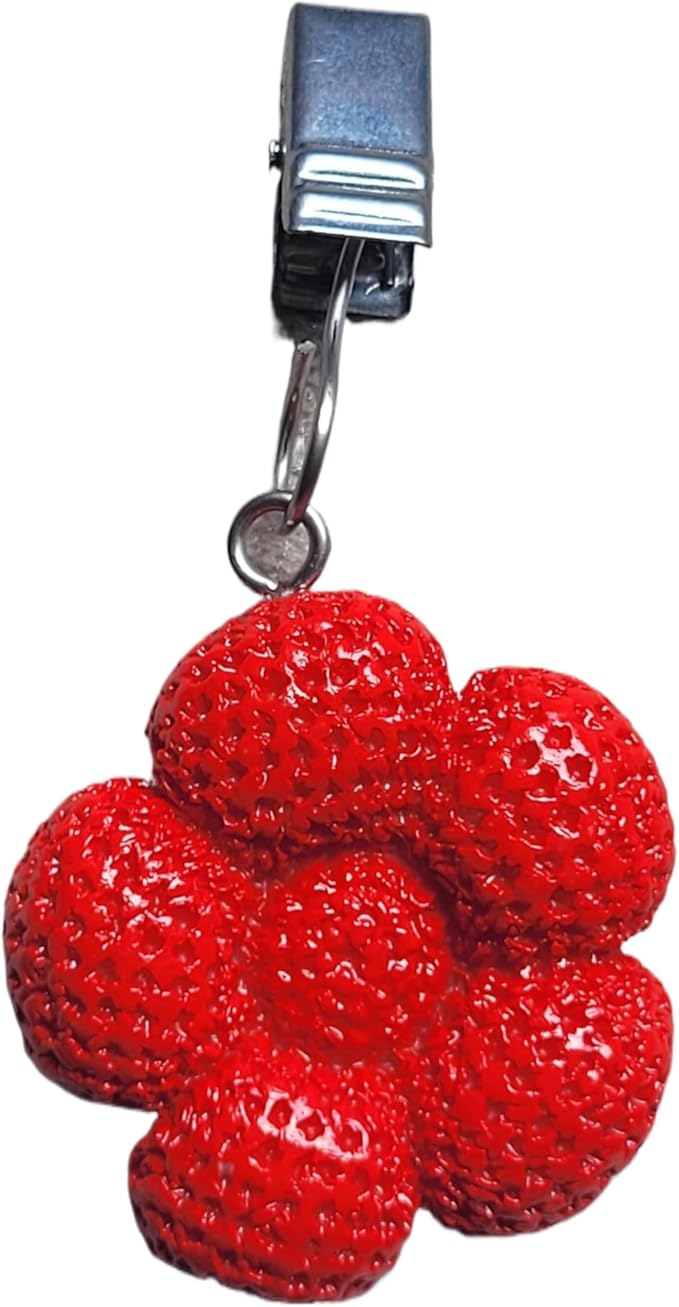 TwoFish Home Set of 4 Red Flower Resin Tablecloth Weights Clips Red Flower Handicraft Tablecloth Clips Pack of 4