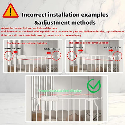 TSAYAWA Narrow Baby gate Baby Safety Gate 24.02-29Inch Auto Close Child Gates, Pressure Mounted Gate for Stairs & Doorways, Indoor/Outdoor Heavy-Duty Pet Gate for Toddlers, Dogs, White