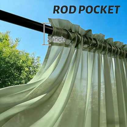 Outdoor Sheer Curtains for Patio Waterproof, 2 Panels Rod Pocket Indoor/Outdoor - Image 3