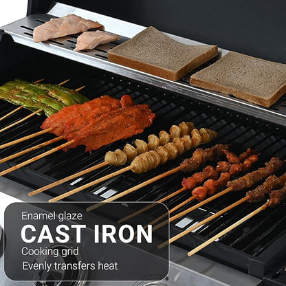 Endark 4-burner | 34,000 BTU all-purpose cast iron bbq grill | Perfect for outdoor cooking, garden, poolside, tailgating and hiking | great for roasting, searing, kebabs