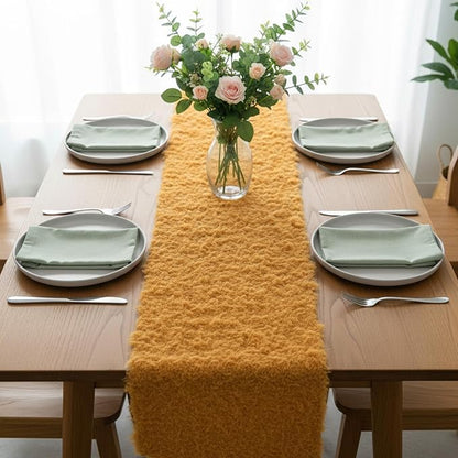 Zeyune 1 Pcs Fake Moss Table Runner for Crafts 12'' x 71'' Artificial Moss Sheet Roll Waterproof Carpet Blanket for Wall Roof Garden Wedding Birthday Party Table Decoration (Yellow)