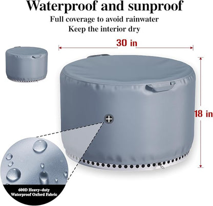 Chinchilla Fire Pit Cover Round for Solo Stove Yukon 28"-29", Waterproof Smokeless Fire Pit Cover, 600D Strong Tear Resistant, Fits for Gas/Table/Bowl Fire pits