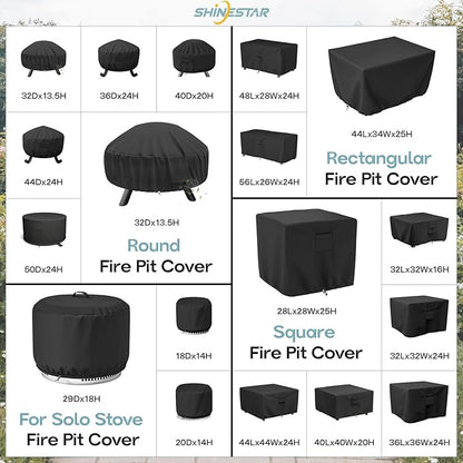 SHINESTAR Rectangle Fire Pit Cover, Fits for 46-48 Inch Gas Fire Table, Waterproof and Windproof, 48 x 28 x 24 Inches, Black
