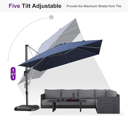 PURPLE LEAF Patio Umbrella Outdoor 10' x 10' Square Easy Assembly Navy | - Image 6