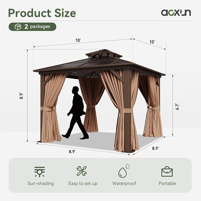 Aoxun 10'x10' Hardtop Gazebo - Image 3