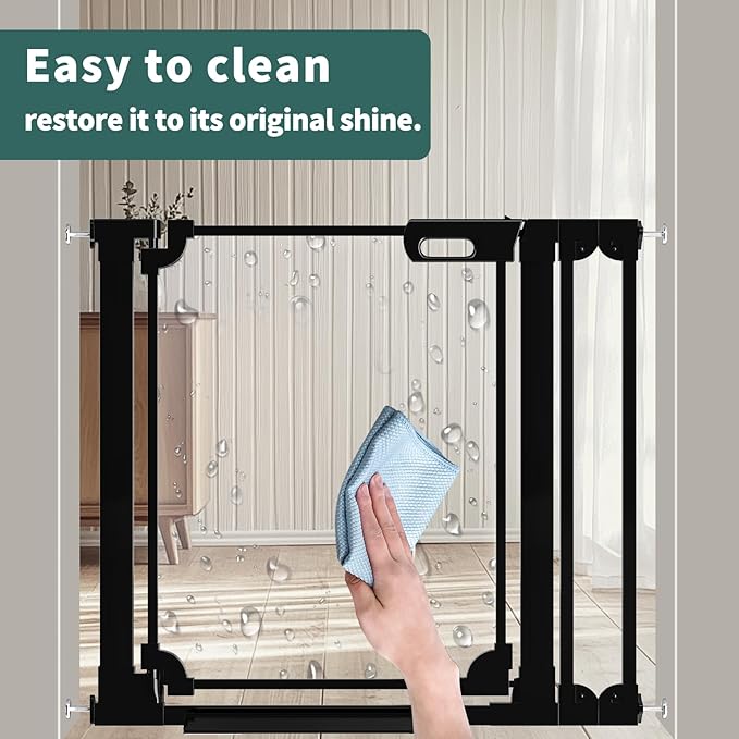 Clear Baby Gate for Stairs,57.87-66.14" Wide, Auto Close Acrylic Pet Gate, Pressure Mounted Clear Dog gate for Doorways, Safety Baby Gate, Indoor, Hallway, Kitchen,Black