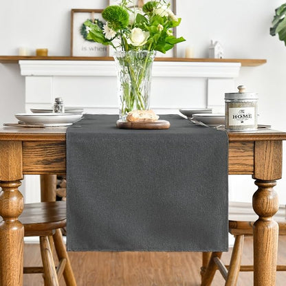 Artoid Mode Grey Table Runner, Seasonal Washable Kitchen Dining Table Decoration for Home Party Decor 13x90 Inch