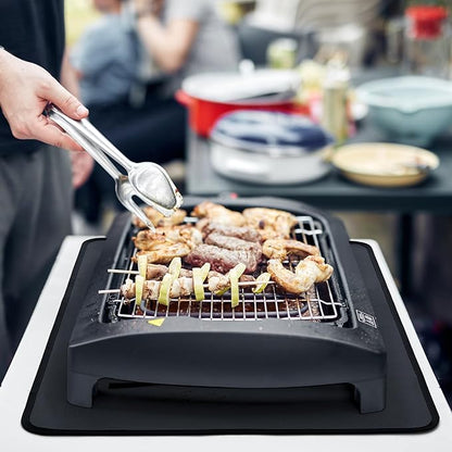 FLASLD Fireproof & Waterproof Under Blackstone Griddle BBQ Mat, Protect Your Prep Table and Outdoor Grill Table - Heat Resistant Grill Table Mat (Black,16 x 24in)