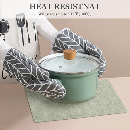 Faux Leather Heat Resistant Spring Placemats Set of 6 – Waterproof Oilproof Wipeable Dining PU Vinyl Place Mat Easy Clean Table Mats for Kitchen/Dining/Party/Holiday, Grass Green