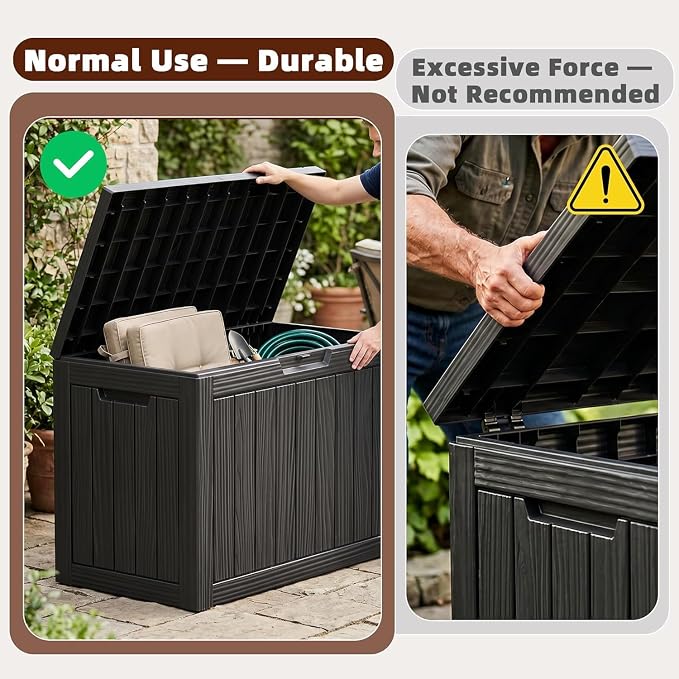 60 Gal Outdoor Storage Box Waterproof Lockable Resin Deck Box | Patio Furniture - Image 8