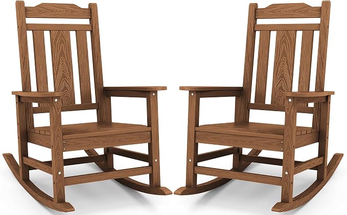 SERWALL Oversized Outdoor Rocking Chairs Set of 2, Patio HDPE Rocker, All by Unknown
