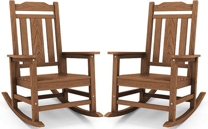 SERWALL Oversized Outdoor Rocking Chairs Set of 2, Patio HDPE Rocker, All by Unknown