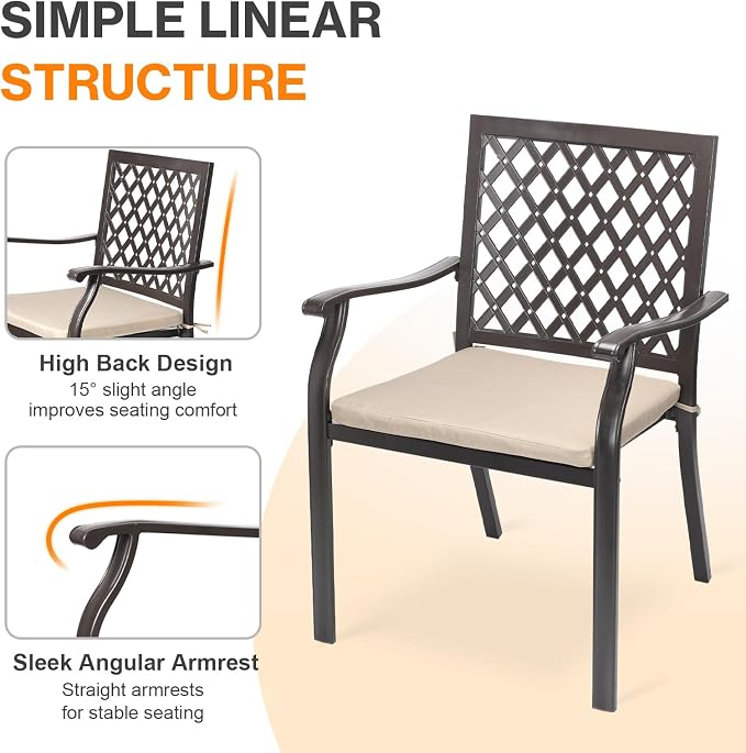 Outdoor Stackable Patio Metal Dining Chairs 4-Piece Set - Image 5