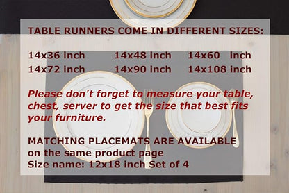 Black Table Runner 108 inch, Waterproof Dresser Scarf, Outdoor Coffee Table Runner, Elegant Dining Table Runners for Fiesta, Dinner Parties, Events, Wedding, Decor Thanksgiving, Halloween,Christmas