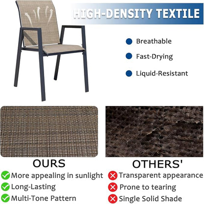 Outdoor Patio Chairs Set of 8, Mocha Stackable Outdoor Chairs, Lightweight - Image 3