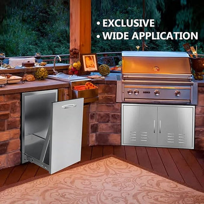 Outdoor Kitchen Drawers, Box Frame Style Flush Mount BBQ Drawer w/Stainless Steel Handle, BBQ Island Drawers For Patio Grill Station,Trash Drawer