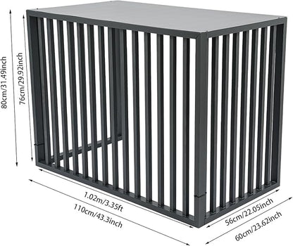 Air Conditioner Fence with Top Cover, Grey 4 Panels 43.3 "L x 23.6 "W x 31.5 "H Privacy Fence Panels for Outside, Freestanding Metal Trash Can Hider Outdoor, No-Dig Air Conditioner Sun Blocker Kit