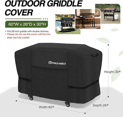 Porch Shield 28 inch Griddle Cover for Blackstone, Waterproof and Fade Resistant 600D Gas Grill Cover Fits for Blackstone 28" Griddle Cooking Station and Most 2 Burner Flap Top Grill