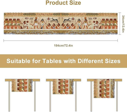 Egypt Table Runner, Mystery Element Ancient Egyptian Culture Gods Print Table Runner for Kitchen Dining Table Home Party 13x36in