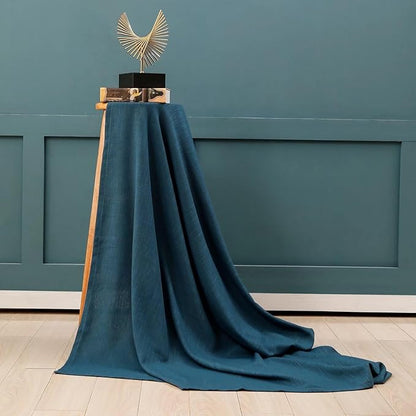 Blue Table Cloth for Rectangle Tables 60 x 120 Inch, Washable Waterproof Textured Linen Tablecloth, Classic Decorative Table Cover for Wedding, Farmhouse, Buffet, Party, Outdoor - Blue