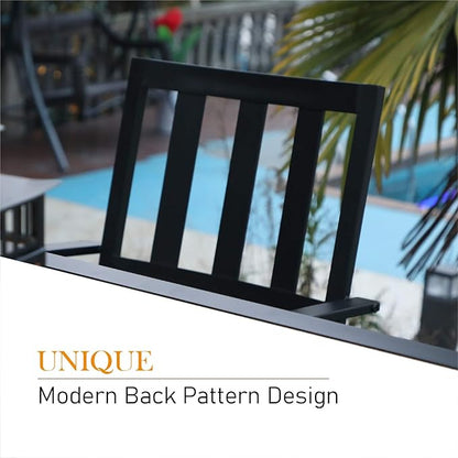 Sophia & William Round Patio Table and Chairs Set, Outdoor Dining Set for 4, 5 Piece Metal Patio Furniture, 42" Black Table(Stripe)