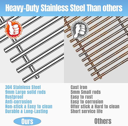 Htanch15inch 7522 Stainless Steel 9mm Cooking Grid Grates for Weber 7523 Genesis Silver A, Spirit E-200,Spirit 500,Spirit 210 (2007-2012) Gas Grills