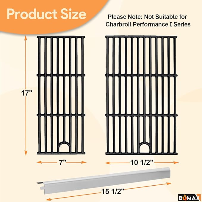 17 Inch Grill Grate & Heat Plate for Charbroil Performance 2 Burner 463660421 463655621 463630422 463630021 G426-0005-W1 G325-0002-W1, Cooking Grate for Charbroil Grill Replacement Parts 2 Burner