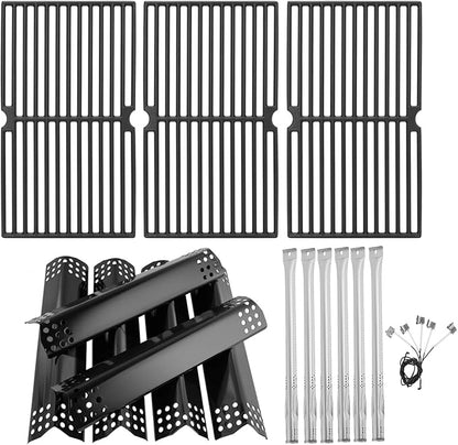 Replacement Parts for Nexgrill 720-0896B 720-0896E 720-0896C 720-0896X Deluxe 6-Burner Gas Grills, Cooking Grate, Heat Shield Tent and Burner for Nexgrill Replacement Parts 6 Burner