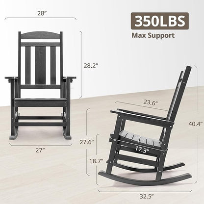 LUE BONA Outdoor Rocking Chairs Set of 4, Weather Resistant HDPS Poly Rocker - Image 2