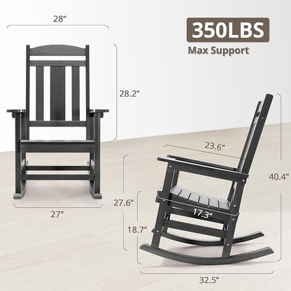 LUE BONA Outdoor Rocking Chairs Set, HDPS Poly Porch Rockers - Image 3