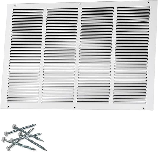 24"W x 16"H [Duct Opening Size] Steel Return Air Grille, Air Return Vent Cover for Ceiling and Sidewall - HVAC Air Vent Covers - [Outer Dimensions: 25.75"W x 17.75"H]