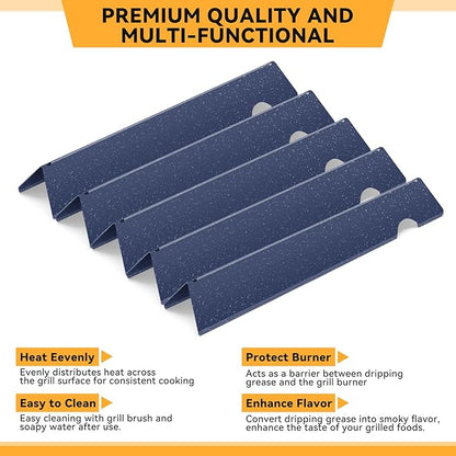 17.1 Inch Porcelain Steel Flavorizer Bars for Weber Genesis Grill Parts, for GS4 Genesis II/II LX 300, II E-310, II E-315, II E-335, II LX-340 Replacement Parts 66795, 5 Pcs