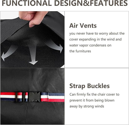 Patio Furniture Covers,3 Piece Heavy Duty Waterproof Outdoor Furniture Covers,Outdoor Furniture Cover for Patio Furniture,Includes 2 Patio chair covers 30in and 1 Patio loveseat cover 58in,Black