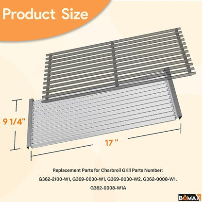 BQMAX 17 Inch Grill Emitter for Charbroil Tru Infrared 2 Burner 463632320 463642316 463644220 463675016 466642416 463644220, G362-2100-W1 Emitter Plates for Charbroil Grill Replacement Parts