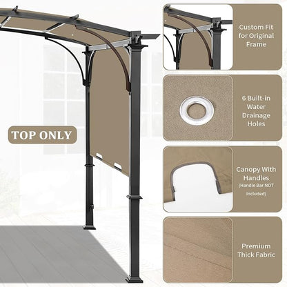 slashome 200" x 103" Pergola Replacement Canopy, Fits L-PG152PST-B, Khaki | - Image 4