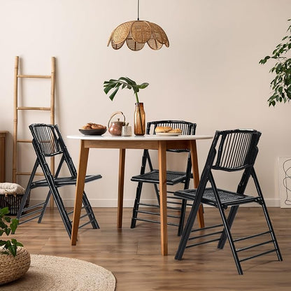 VINGLI Bamboo Folding Chair, Foldable Dining Wood Chairs Comfortable Seat - Image 2