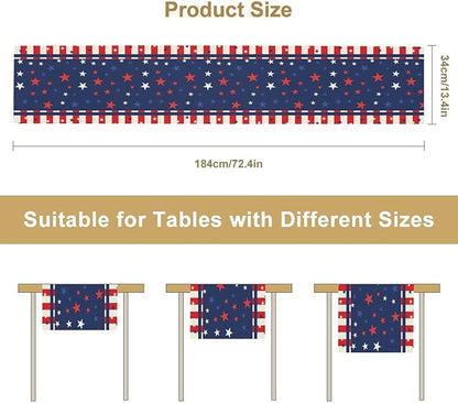 4th of July Table Runner, America Stars Stripes Patriotic Independence Memorial Day Table Runner for Kitchen Dining Home Party Holiday 13x36in