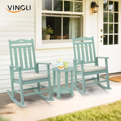 VINGLI Outdoor Rocking Chair Set of 2 Wood Rocking Chair - Image 2