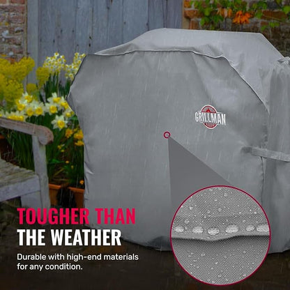 Grillman Premium Grill Cover for Outdoor Grill - Heavy-Duty Waterproof BBQ Grill Cover - Rip-Proof and Wind-Resistant - Large Barbecue Gas Grill Cover for Backyard - Gray (64" L x 24" W x 48" H)