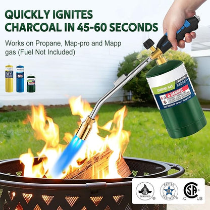 Grill Torch Charcoal Torch Lighter Campfire Starter Kitchen Torch Grill & Cooking Propane Torch Chef Blow Torch for Charcoal Starter BBQ Searing Weeding(Fuel Cylinder Not Included)