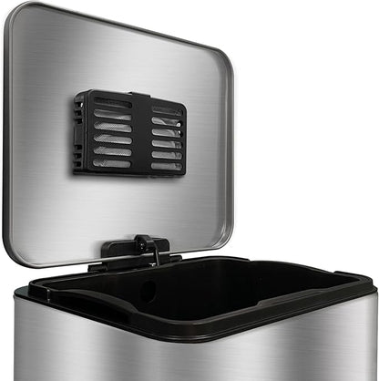 Trash Can Deodorizer Kit Stick-On Activated Carbon Odor Eliminator for Large Trash Cans, Indoor Kitchen Compost bins, Big Step or Touchless Sensor Garbage Cans (2 Black Kits)