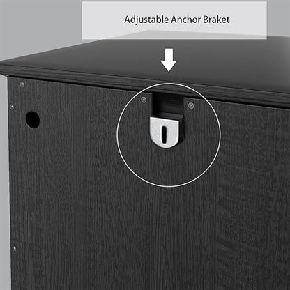 OLD CAPTAIN Wooden Tilt Out Trash Cabinet, Wooden Kitchen Garbage Can Free Standing Holder, Black Finish